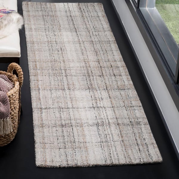 Abstract Camel/Black 3 ft. x 6 ft. Striped Runner Rug