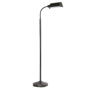 61 in. Elegant Blackened Bronze Finish Arc Floor Lamp 30 LEDs Natural Daylight Dimmable Adjustable Gooseneck Cordless