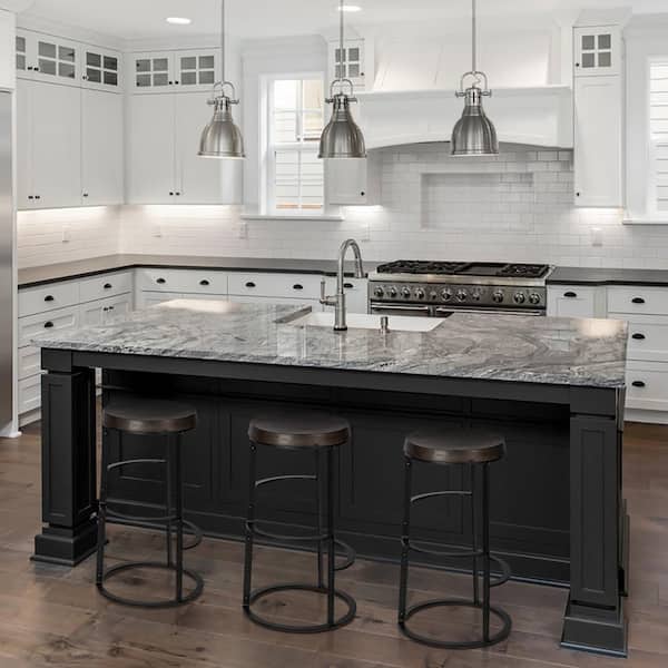 Neo 29.3 in. Seat Height Brown Wood Seat Black Metal Frame Stool