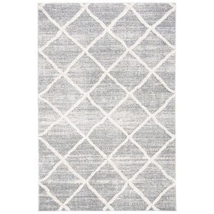 Martha Stewart Lucia Shag White/Light Gray Doormat 3 ft. x 4 ft. High-Low Trellis Area Rug