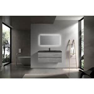 48 in. W Floating Single Sink Bath Vanity in Grey with Matt black Top