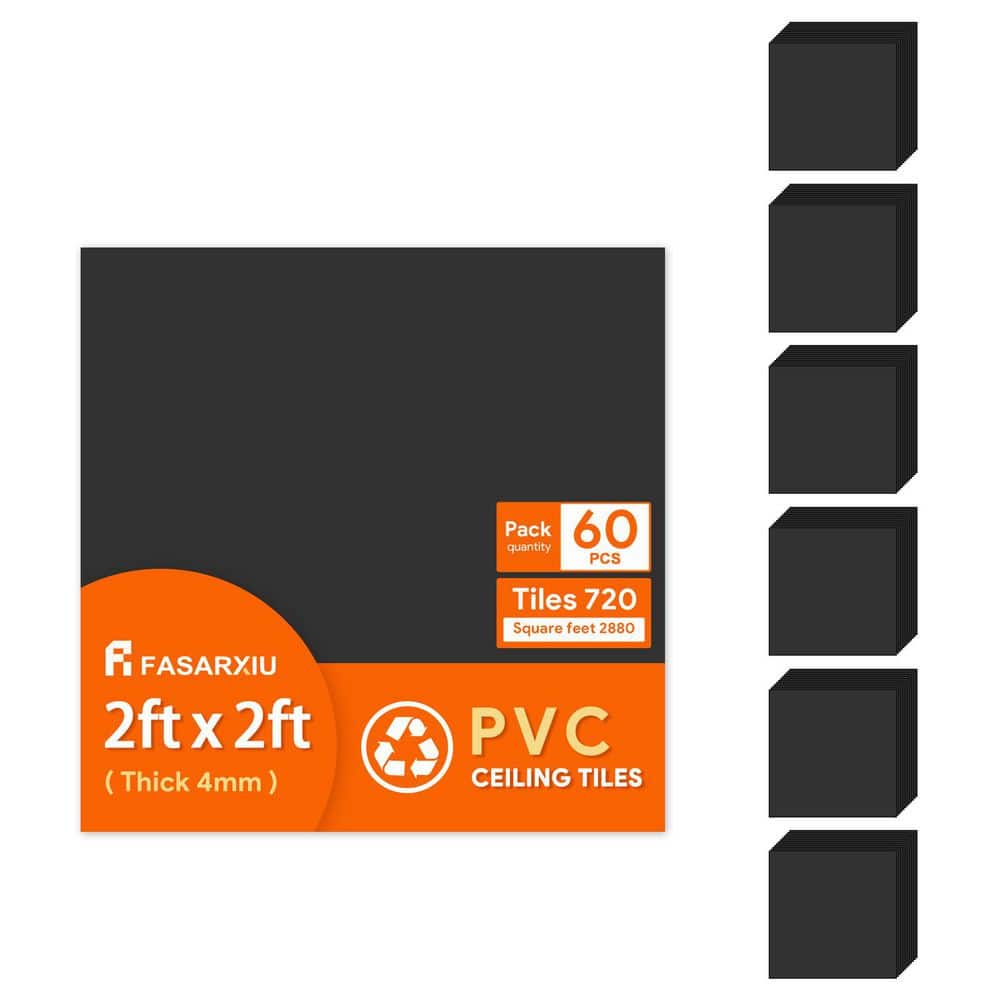 2 x 2 ft. Smooth Black High-Grade PVC Drop Ceiling Tile, Waterproof, Washable and Fire-Rated (2880 sq. ft. /Box) price history on PriceWatchPro