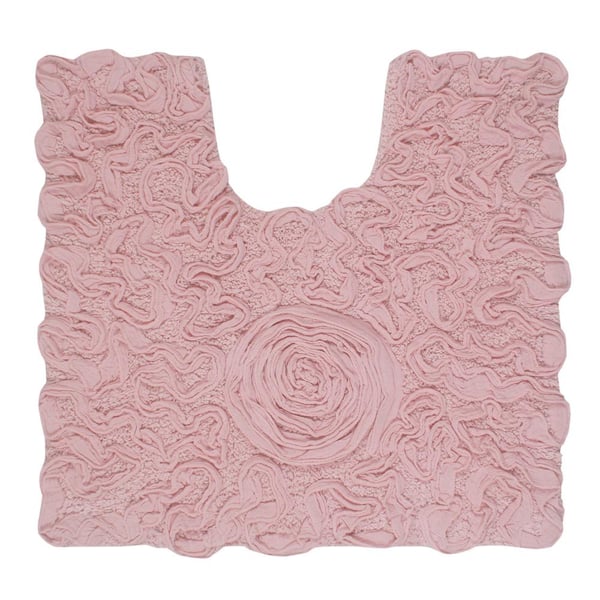 Bell Flower Collection 100% Cotton Tufted Bath Rugs, 20 in. x20 in. Contour, Pink