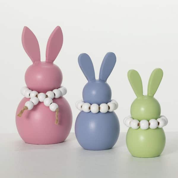 SULLIVANS Multi-Colored 2.75 in. x 5.5 in. Wood Bunny Figure Set of 3
