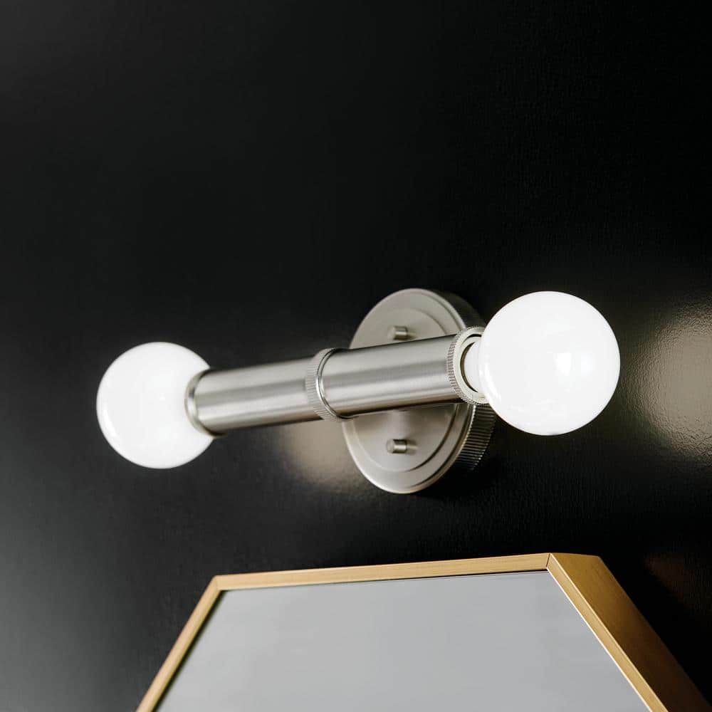 Torche 9.75 in. 2-Light Brushed Nickel Bathroom Wall Sconce Light price history on PriceWatchPro