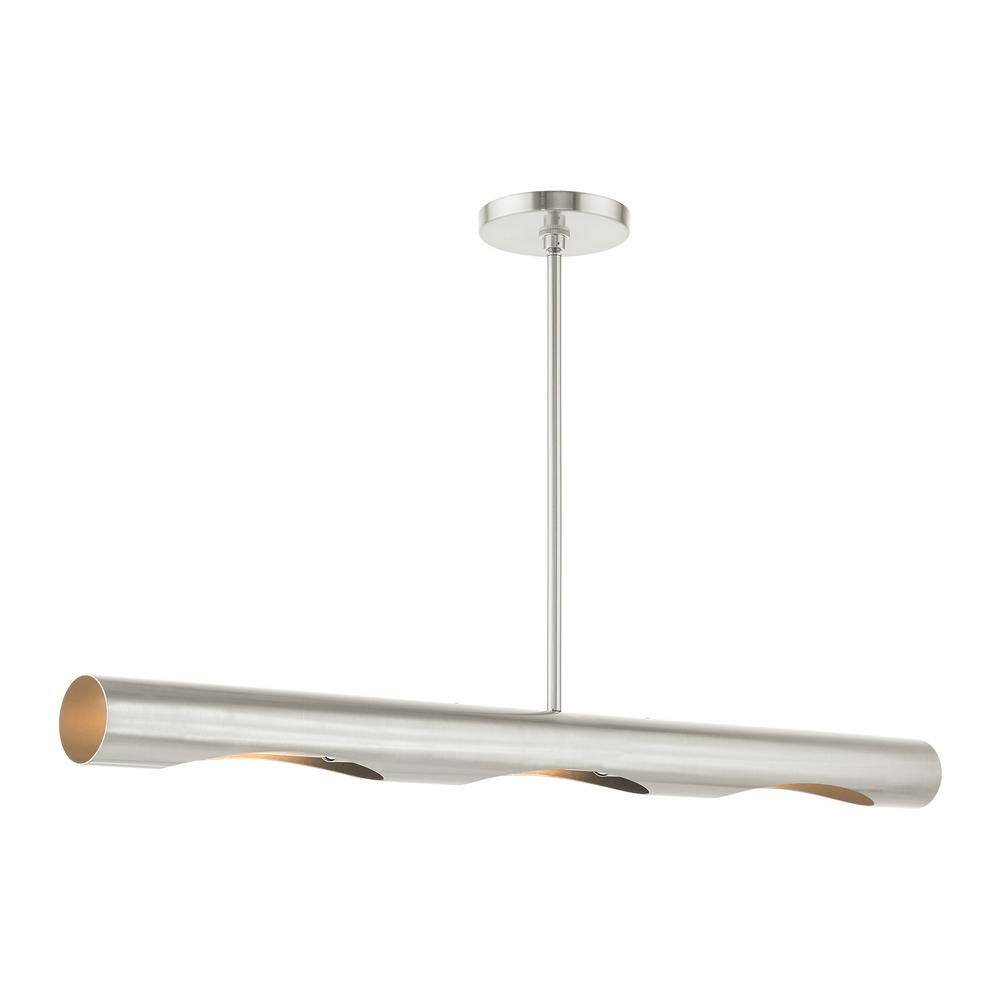 Novato Minimalist 3-Light Brushed Nickel Linear Chandelier