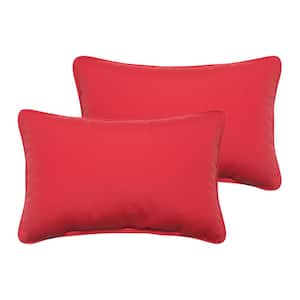 Sunbrella Jockey Red Rectangular Outdoor Corded Lumbar Pillows (2-Pack)