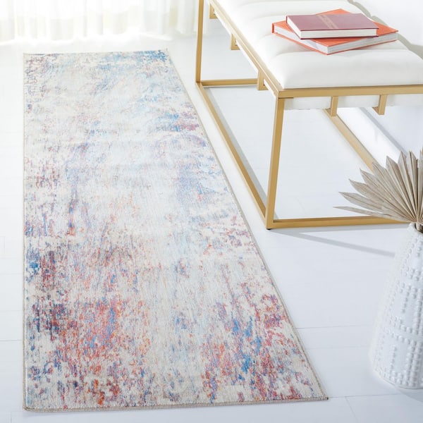 Vintage Persian 2 ft. x 5 ft. Blue/Rust Distressed Marble Runner Rug
