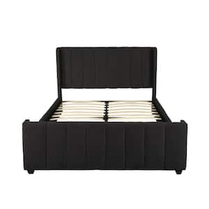 Antoinette Traditional Queen-Size Black Fully Upholstered Bed Frame