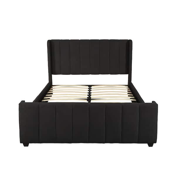 Noble House Antoinette Traditional Queen-Size Black Fully Upholstered Bed Frame
