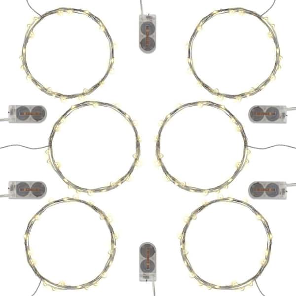 LUMABASE Battery Operated Fairy String LED Lights in Warm White (Set of 6)