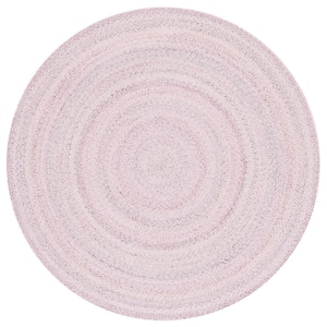 Braided Pink Gray 4 ft. x 4 ft. Abstract Round Area Rug