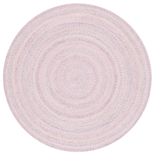 SAFAVIEH Braided Pink Gray 5 ft. x 5 ft. Abstract Round Area Rug