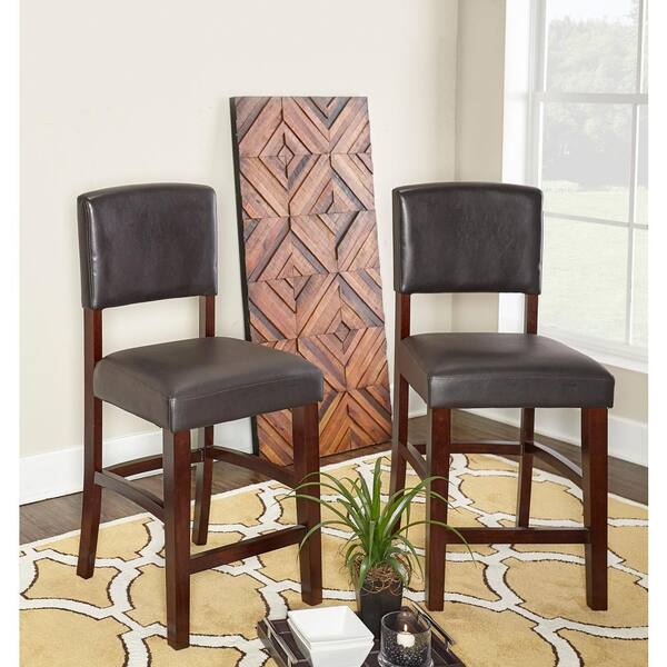 Linon Home Decor Monica 39 25 H Espresso Padded Back Wood 24 Seat Height Counter Stool With Vinyl Thd03468 - Vinyl Home Decor Wooden Linon Home Decor Monica 39 25 H Espresso Padded Back Wood 24 Seat Height Counter Stool With Vinyl Thd03468 - Vinyl Home Decor Wooden