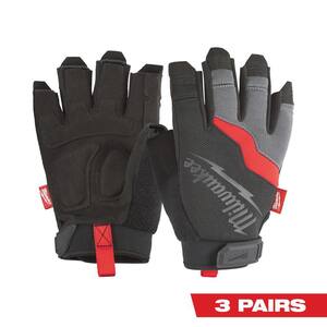 Large Fingerless Work Gloves (3-Pack)