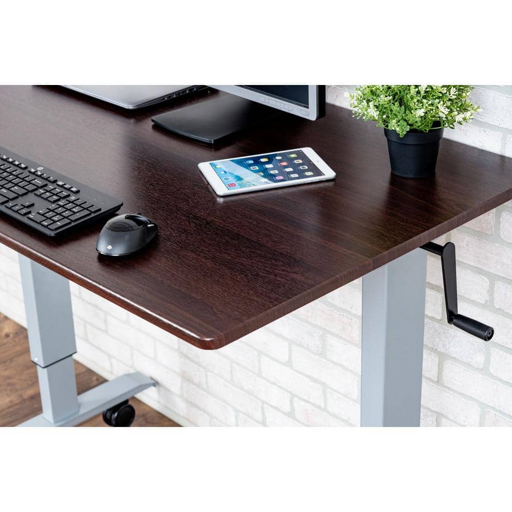Adjustable Dark Walnut Wood Lectern with Lockable Casters
