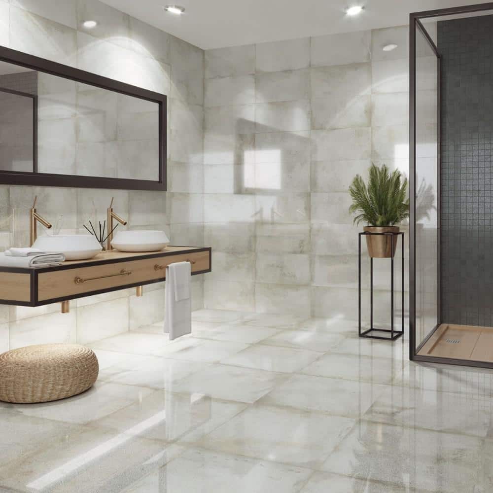 Angela Harris White Glossy Porcelain Bullnose Tile Trim 3" x 24"