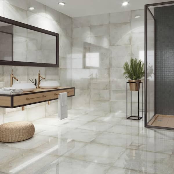 Angela Harris Fuller White 2.95 in. x 23.62 in. Semi-Polished Porcelain Wall Bullnose Tile Trim