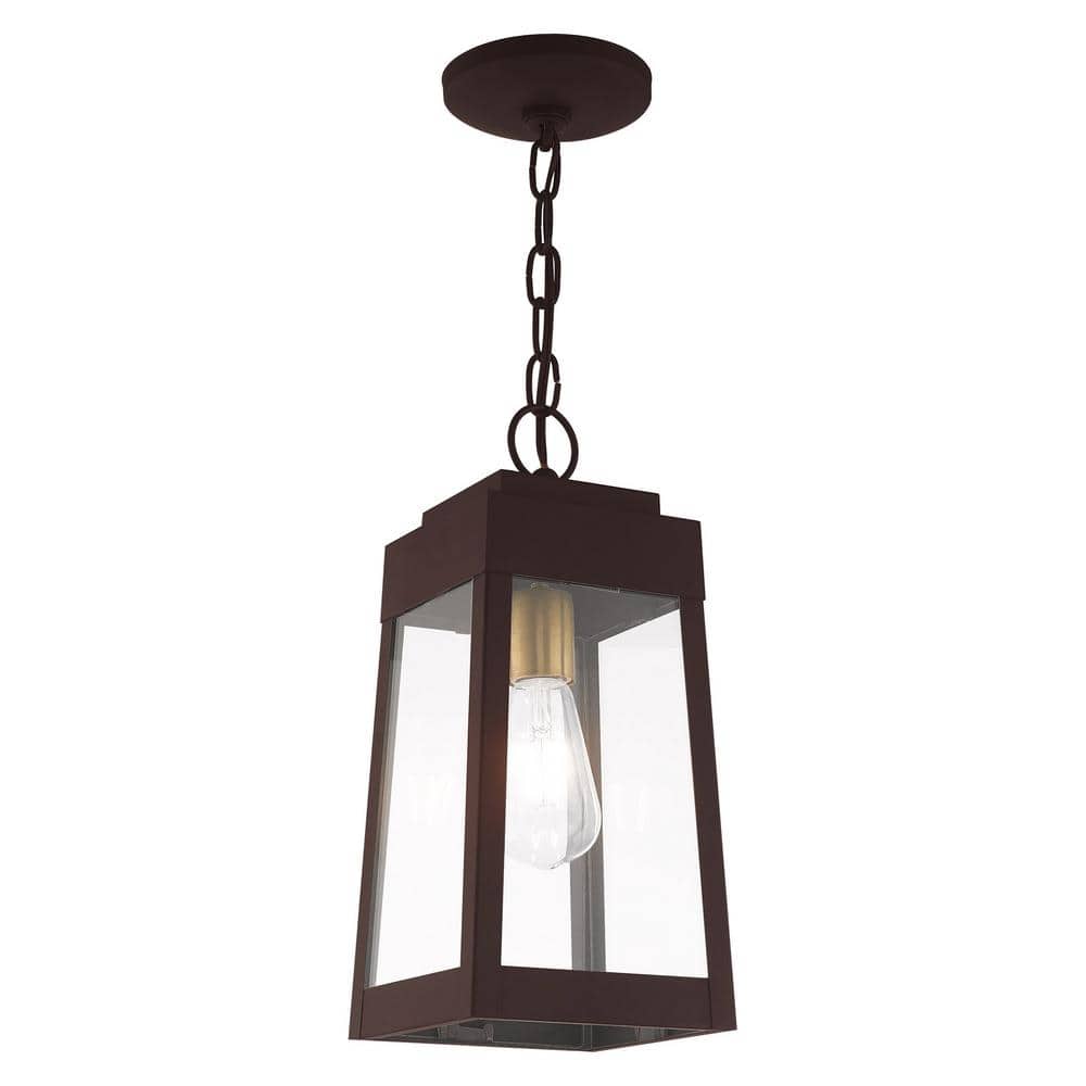 Oslo Clear Glass and Bronze 1-Light Outdoor Pendant