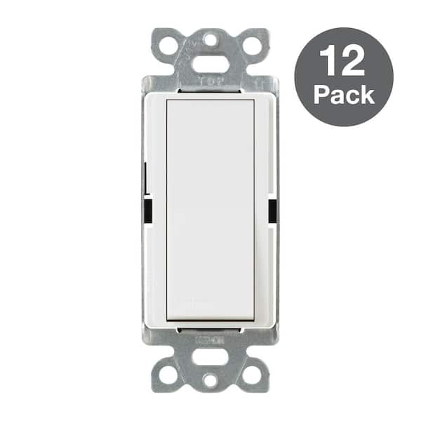 Lutron Claro On/Off Switch, 15-Amp/Single-Pole, White (CA-1PS-WH-12) (12-Pack)