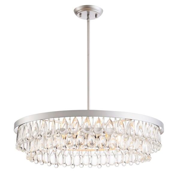 Matte Silver Crystal Chandelier Modern 9/12/15 Light Flush Mount