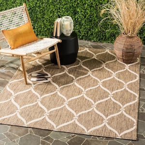 Courtyard Brown/Beige Doormat 2 ft. x 4 ft. Trellis Indoor/Outdoor Area Rug