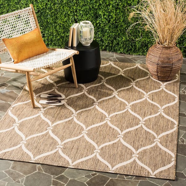 Courtyard Brown/Beige 5 ft. x 8 ft. Trellis Indoor/Outdoor Area Rug
