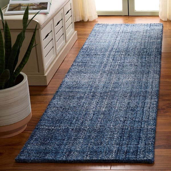 Abstract 2 ft. x 8 ft. Navy/Black Classic Marle Runner Rug
