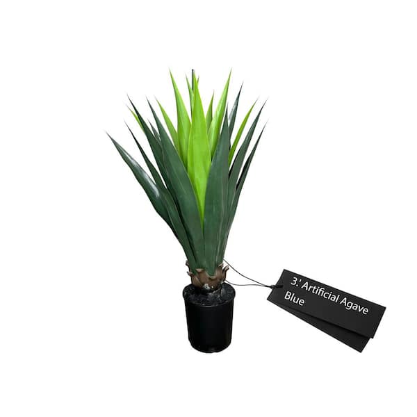 CYPRESS & ALABASTER Realistic Artificial 3.5 ft. Agave Plant in Home Basics Starter Pot, Home Decor, Office