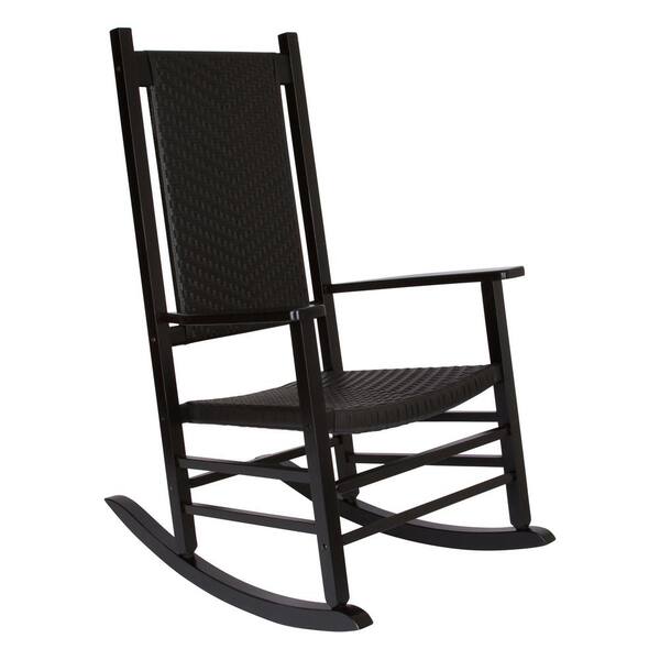 Shine Company Black Wood Outdoor Rocking Chair Indoor/Outdoor Hampton ...