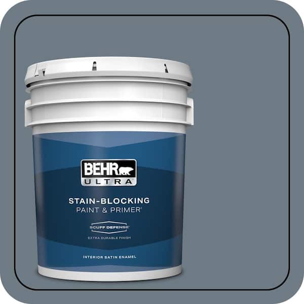 BEHR ULTRA 5 gal. #N490-5 Charcoal Blue Extra Durable Satin Enamel Interior Paint & Primer