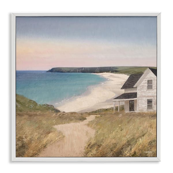 Stupell Industries Cottage Down By Shore by Amber Sterling White Framed Nature Giclee Art Print 12 in. x 12 in.
