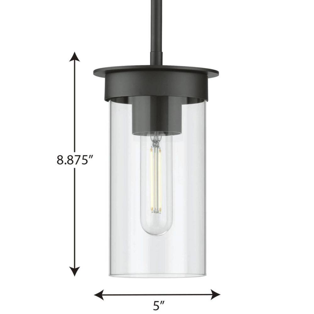 Kellwyn Matte Black and Clear Glass Mini-Pendant Light
