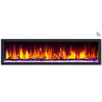74 in. Cascade Flush-Mount LED Electric Fireplace in Black