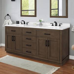Bailey 72 in. W x 22 in. D x 34 in. H Bath Vanity in Almond Latte with White Engineered Quartz Top