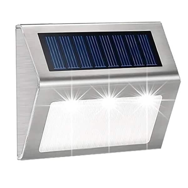 GARDEN SOLAR WALL LAMP Bright White LED Lantern Outdoor Fence Security Lighting 