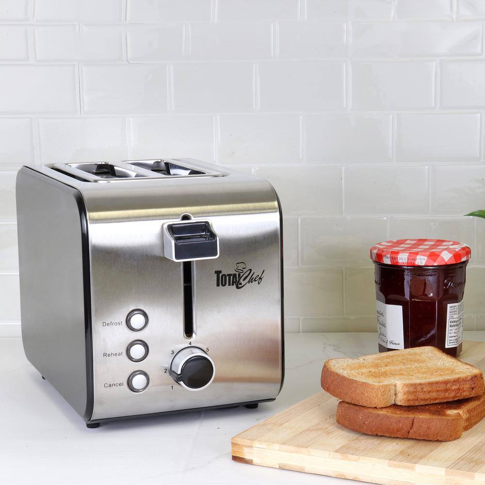 Compact Stainless Steel 2-Slice Toaster with Wide Slot and Crumb Tray