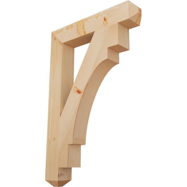 Ekena Millwork 3.5 in. x 36 in. x 24 in. Douglas Fir Merced Craftsman Smooth Bracket