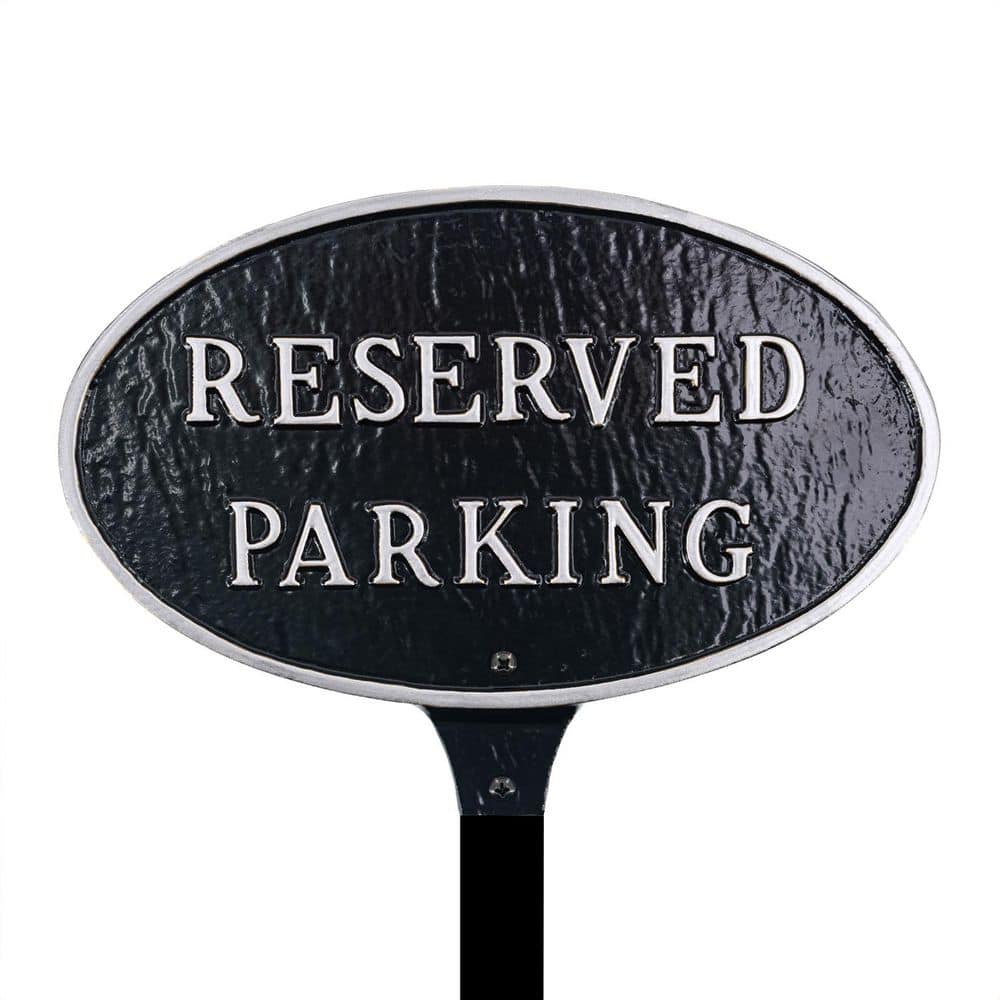 "8.5"" x 13"" Standard Oval Reserved Parking Statement Plaque Sign with Lawn Stake-Black/Silver" price history on PriceWatchPro