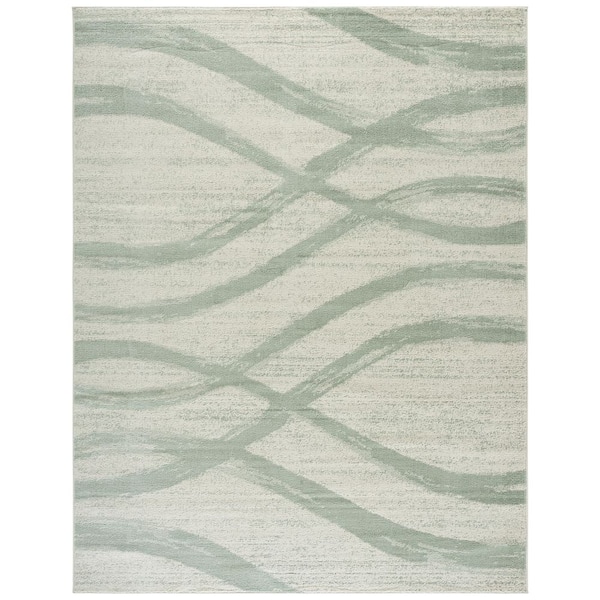 Adirondack 9 ft. x 12 ft. Ivory/Sage Waves Area Rug