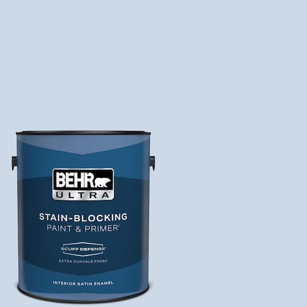 BEHR ULTRA 1 gal. #610C-2 Calm Water Extra Durable Satin Enamel Interior Paint & Primer