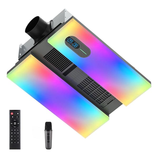 Bathroom Exhaust Fan with Heater, Bluetooth Speaker, Odor Humidity Sensors, 230 CFM Quiet RGB LED Lighting, 1 Piece