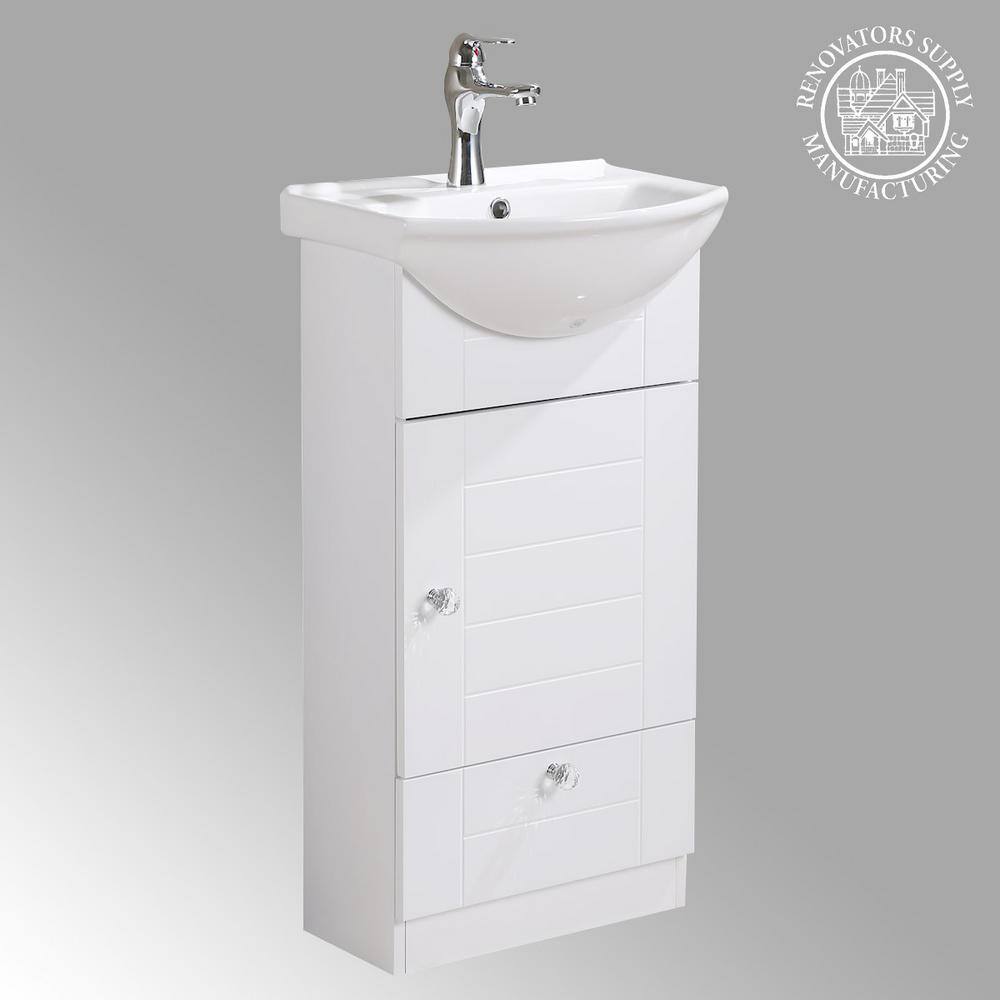 White 34.5" Porcelain and MDF Bathroom Vanity Sink