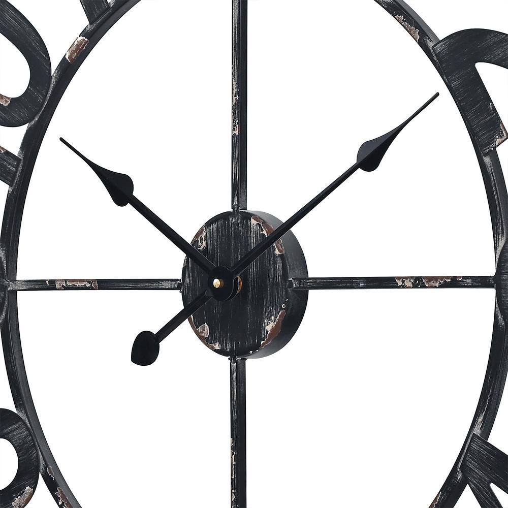 Manhattan Industrial 30" Distressed Black Metal Wall Clock
