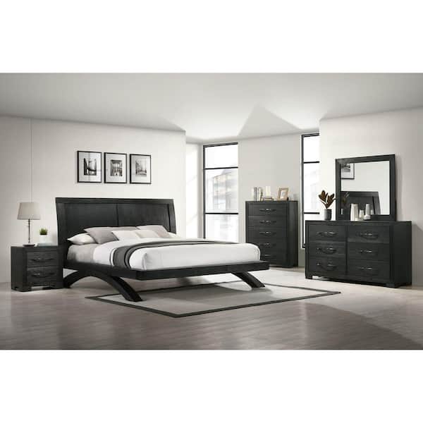 Kenn Black 2-Drawer 24 in. W Nightstand