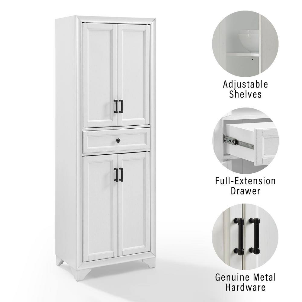 Distressed White 3-Piece Kitchen Pantry Storage Cabinet Set