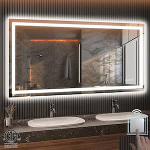 Super Bright 72 in. W x 36 in. H Rectangular Frameless Anti-Fog LED Wall Bathroom Vanity Mirror with Front Light