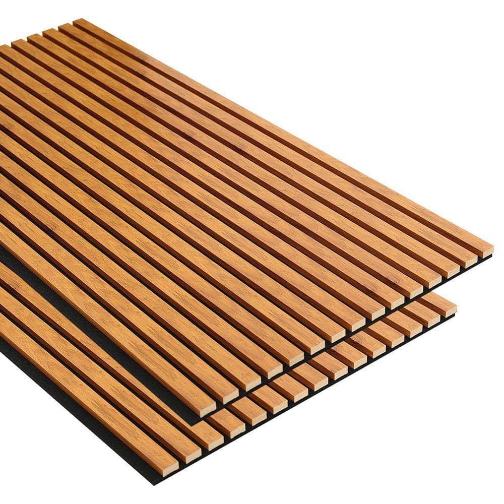 Natural Walnut Wood Slat Acoustic Panels 2 Pack, 4 ft. x 2 ft