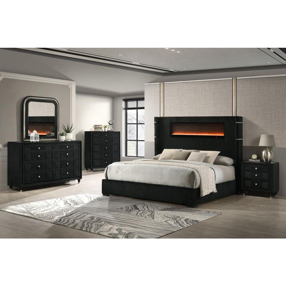 Acme Furniture Verona Black Wood Frame Eastern King Size Platform