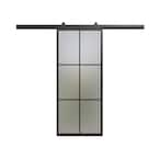 Masonite 36 in. x 84 in. 6 Lite Frosted Glass Black Finished Metal ...